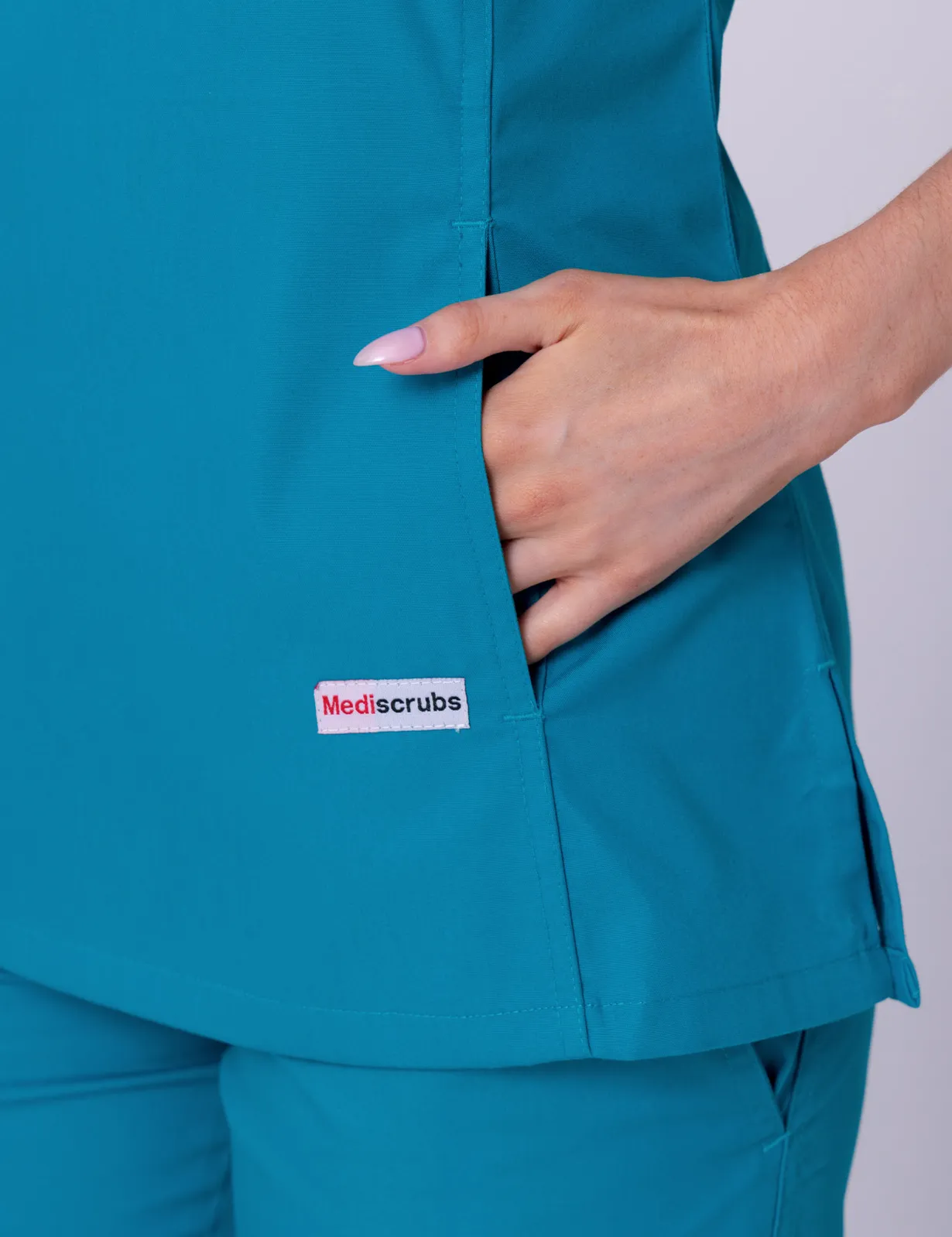Women's Fit Solid Scrub Top - Teal - 5X Large - 2
