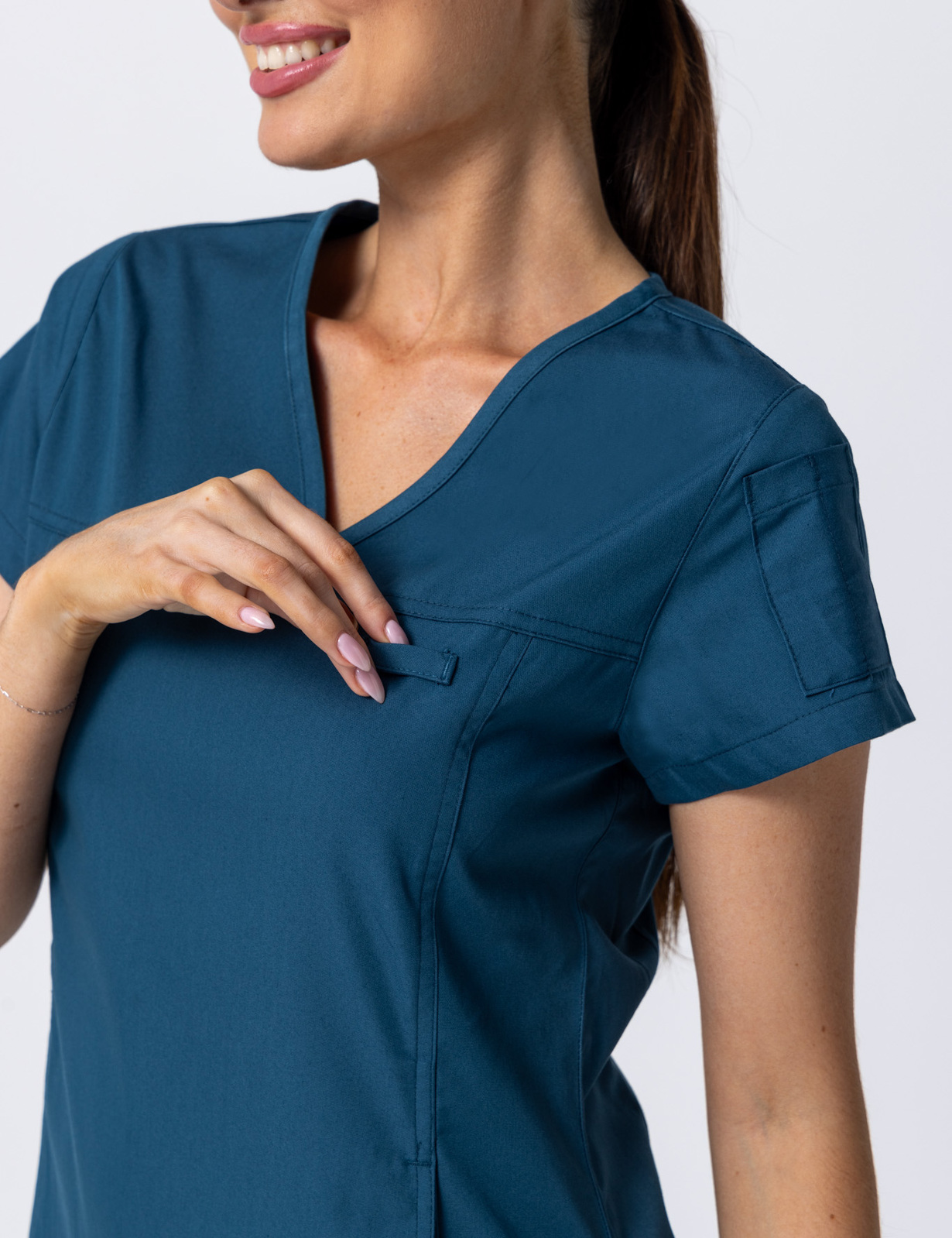 Women's Fit Solid Scrub Top - Caribbean - 2X Large - 2