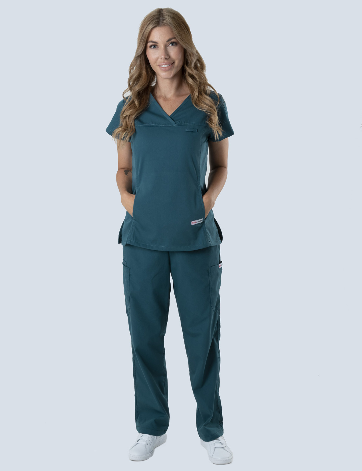 Women's Fit Solid Scrub Top - Caribbean - 3X Large - 2