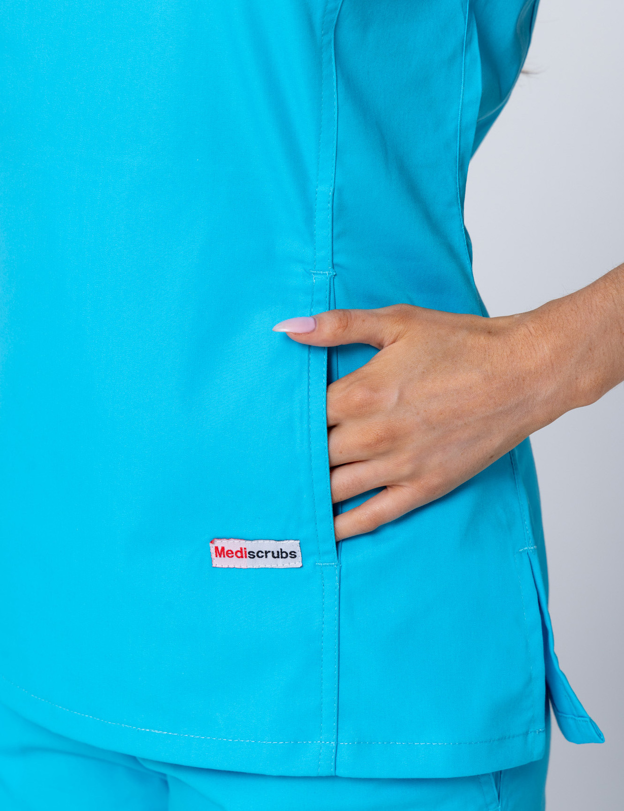 Women's Fit Solid Scrub Top - Aqua - 3X Large - 2