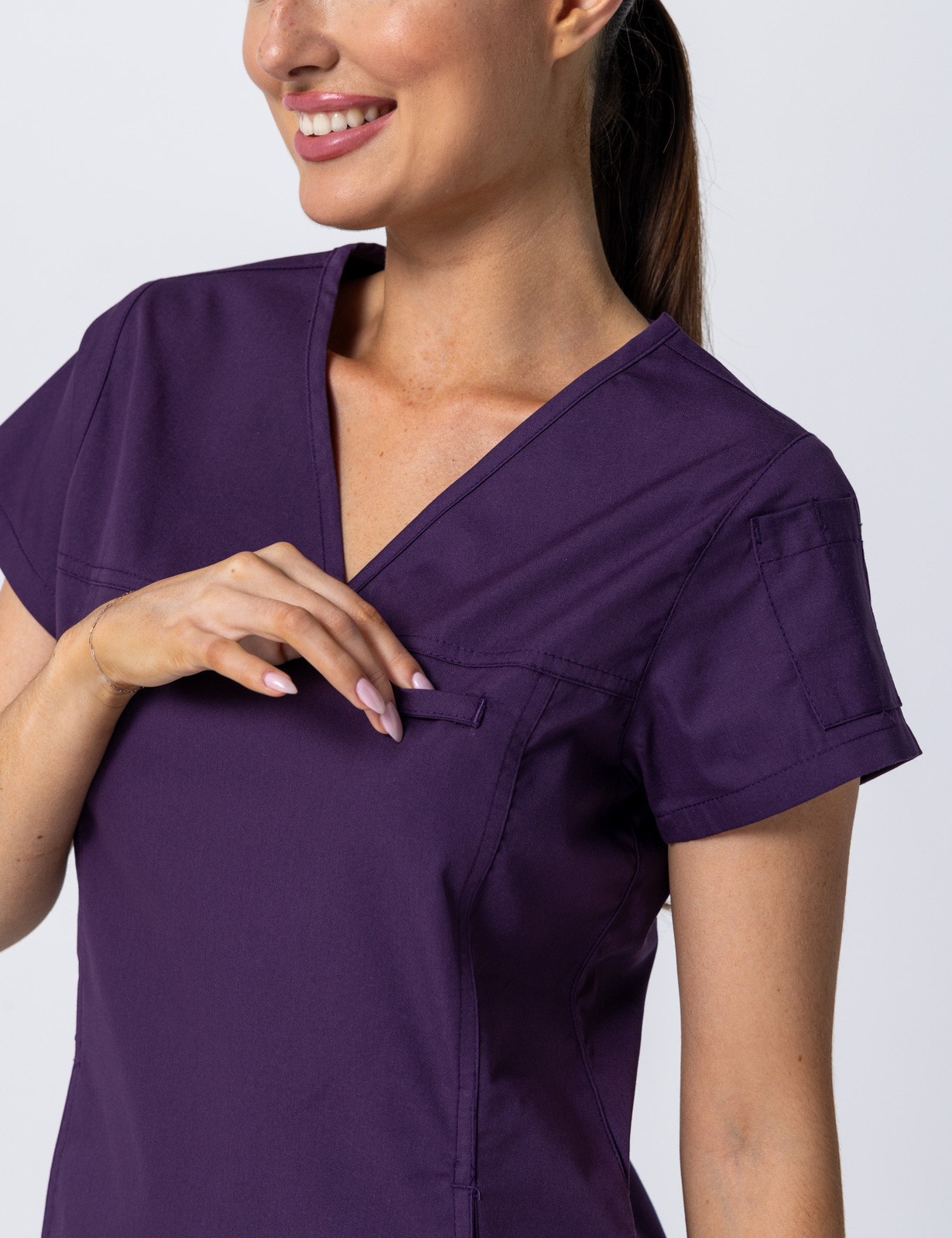 Women's Fit Solid Scrub Top - Aubergine - 3X Large - 2