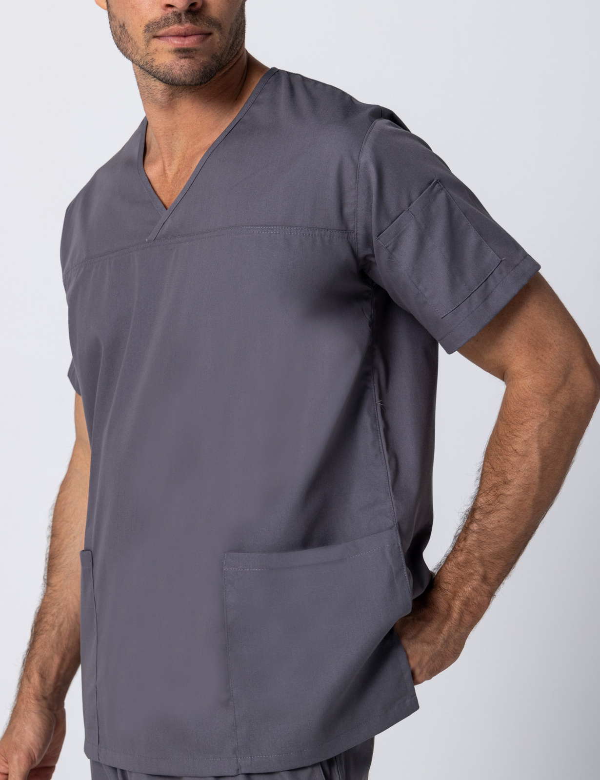 Men's Fit Solid Scrub Top - Steel Grey - 3X Large - 2