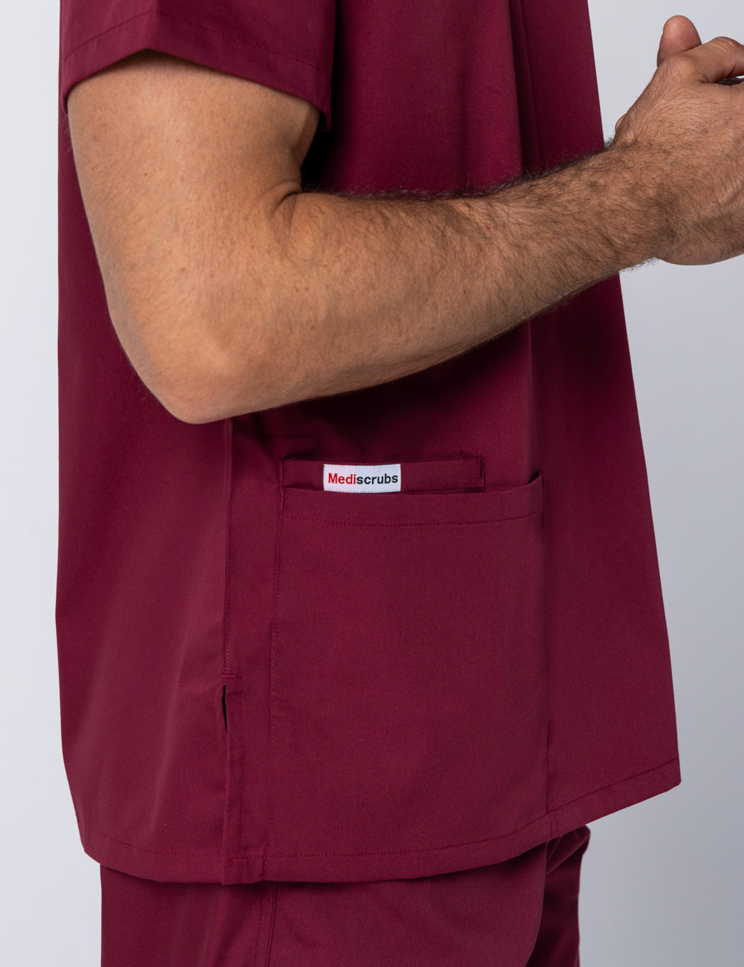 Men's Fit Solid Scrub Top - Burgundy - X Small - 2