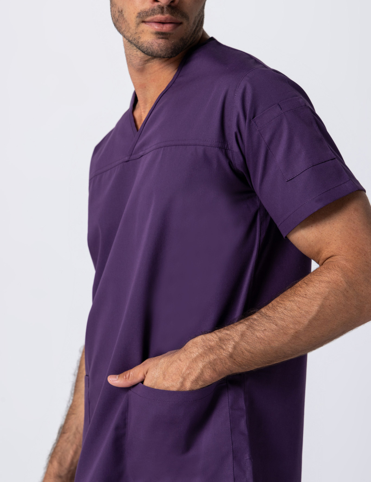 Men's Fit Solid Scrub Top - Aubergine - X Small - 2