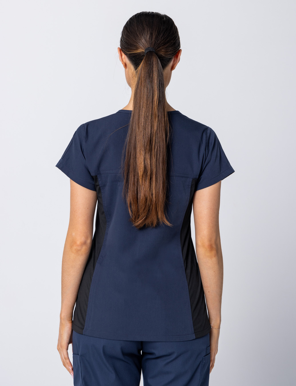 Women's Fit Scrub Top With Spandex Panel - Navy - 3X Large - 2