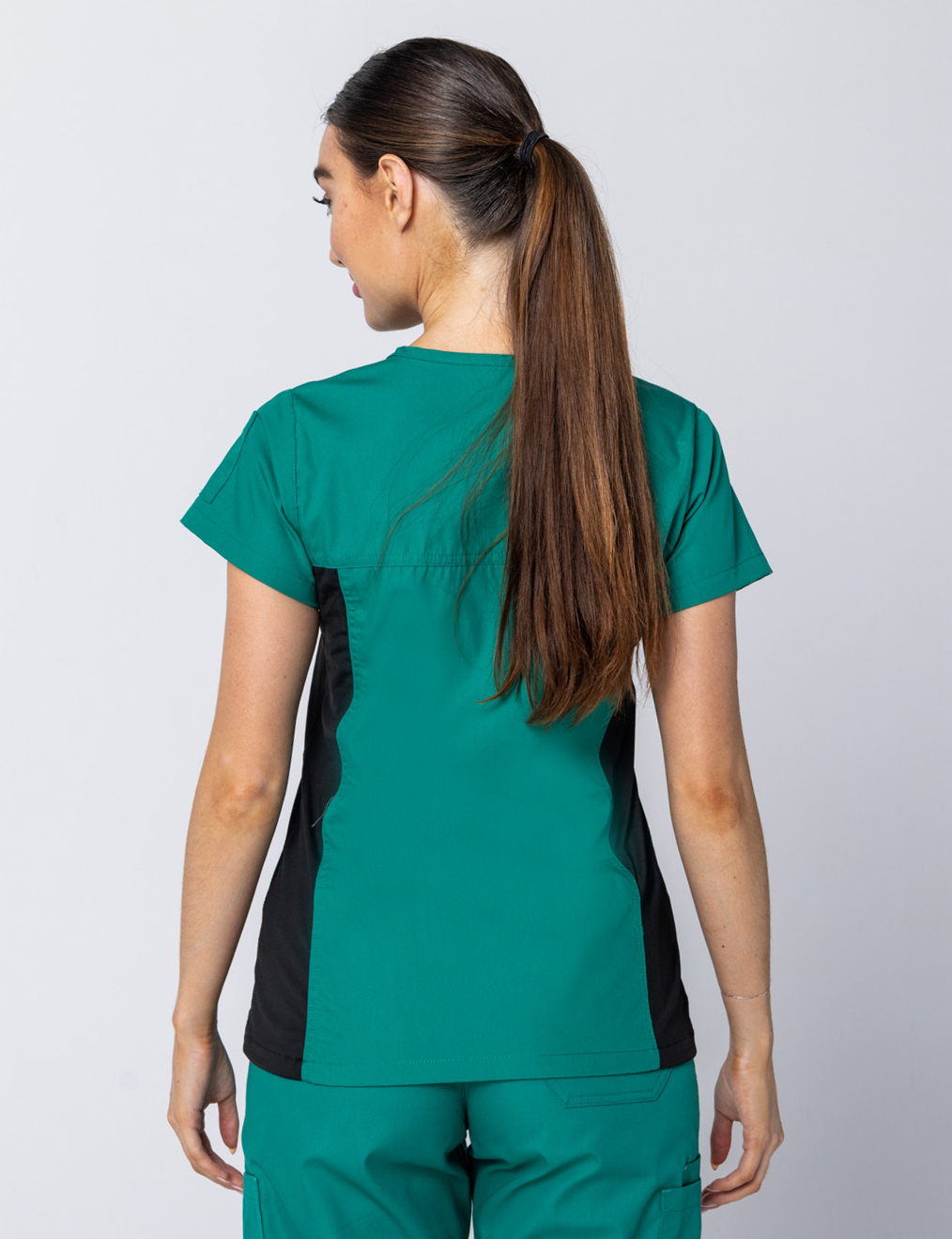 Women's Fit Scrub Top With Spandex Panel - Hunter - 3X Large - 2