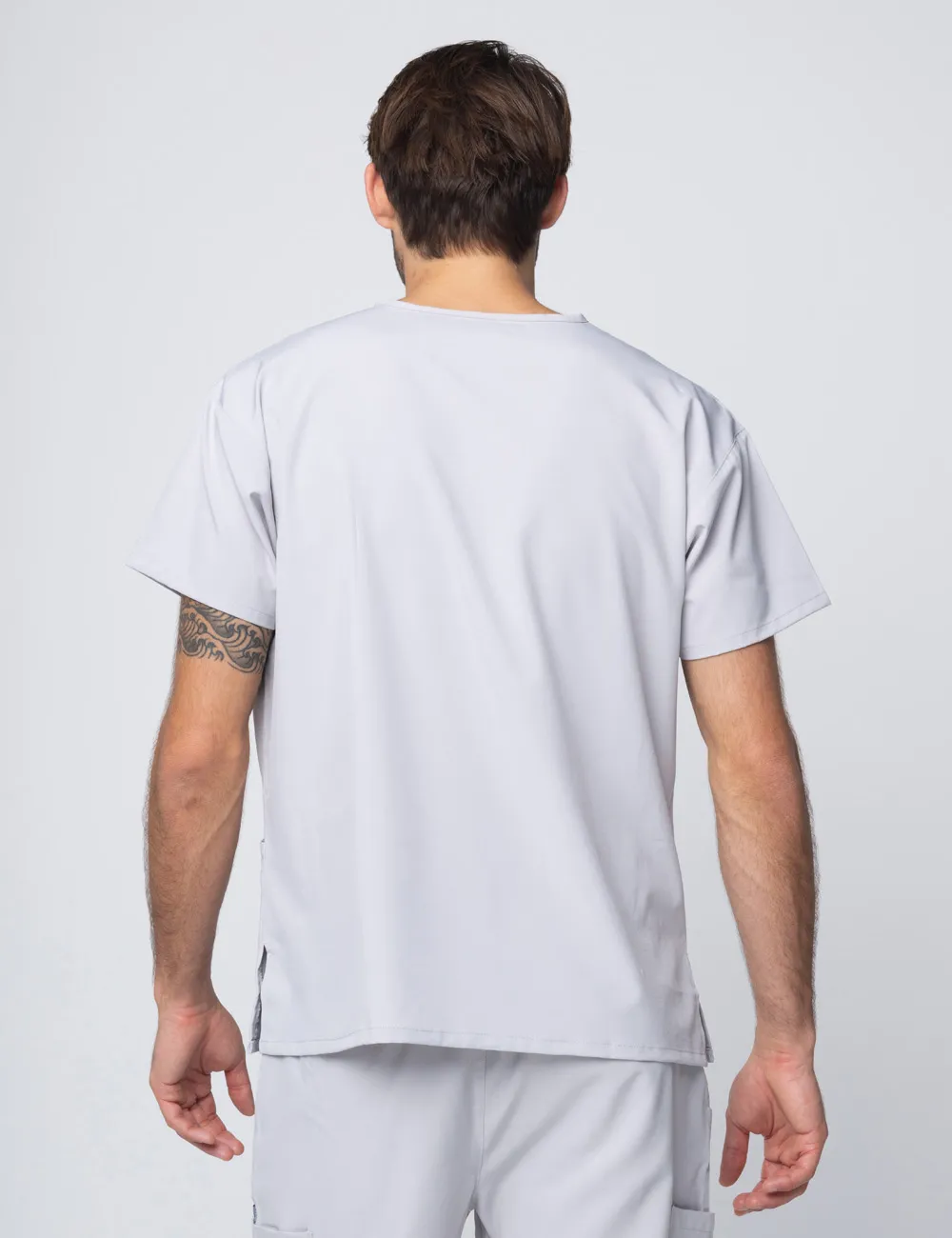 ANON MEN'S 4 POCKET V-NECK TOP  POLY/SPANDEX - SILVER - 2XL - 2
