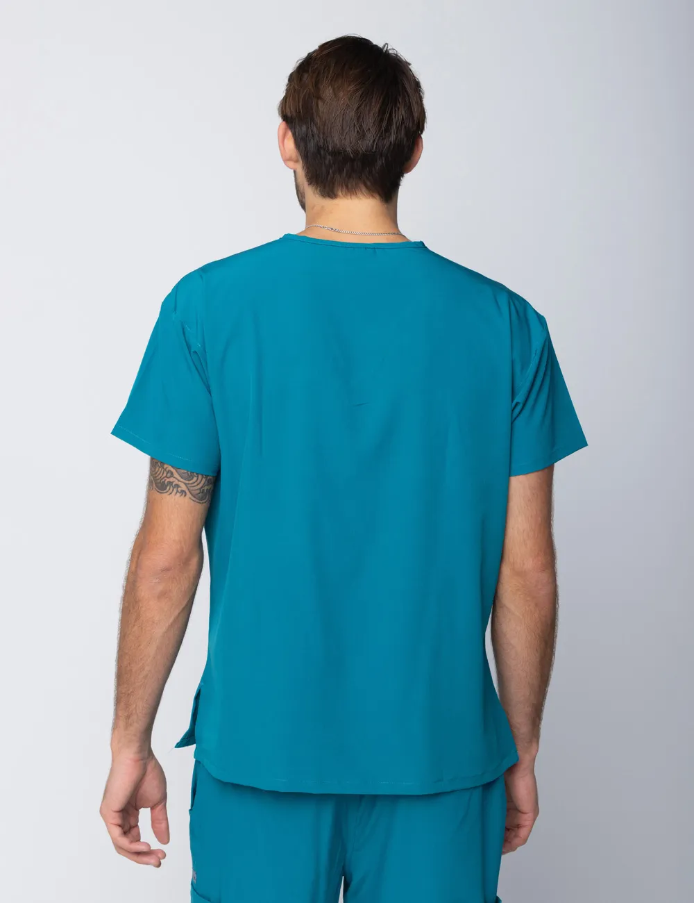 Anon Men's 4 Pocket V-Neck Top  Poly/Spandex - Emerald Tide - XXS - 2