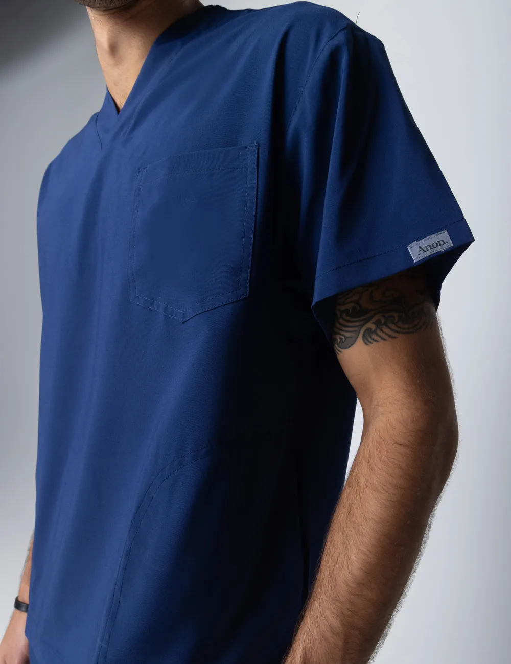 Anon Men's Scrub Top (Stealth Collection) Poly/Spandex - Midnight Blue - 3X Large - 2