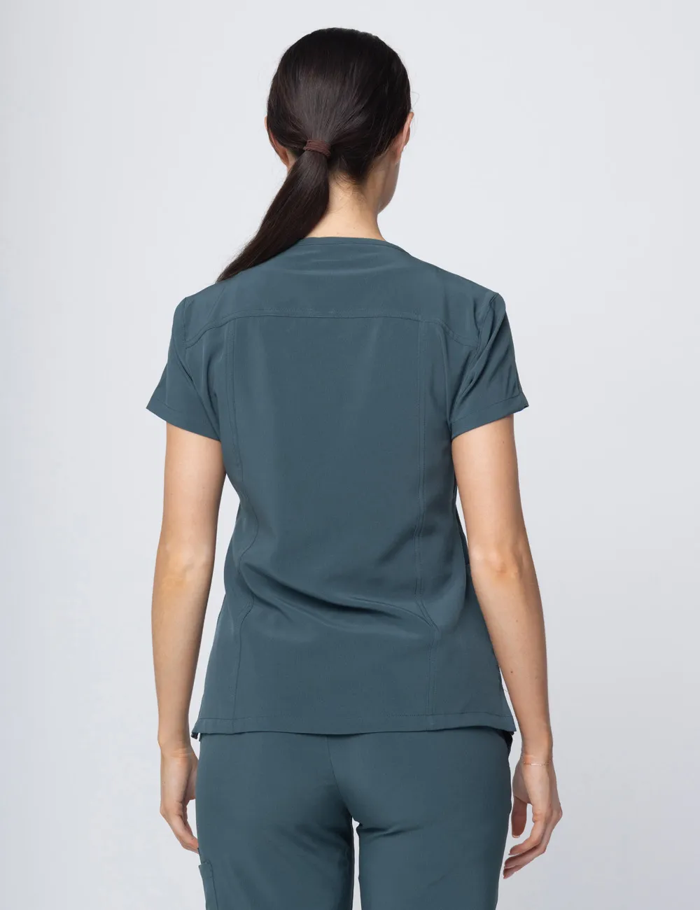 Anon Women's Scrub Top (Whisper Collection) Poly/Spandex - Forest Green - XX Small - 2