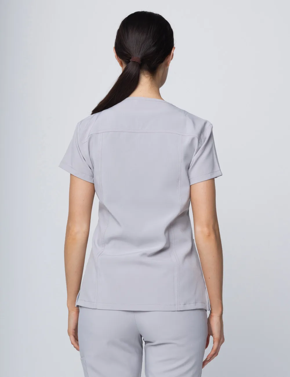 Anon Women's Scrub Top (Whisper Collection) Poly/Spandex - Silver - Large - 2