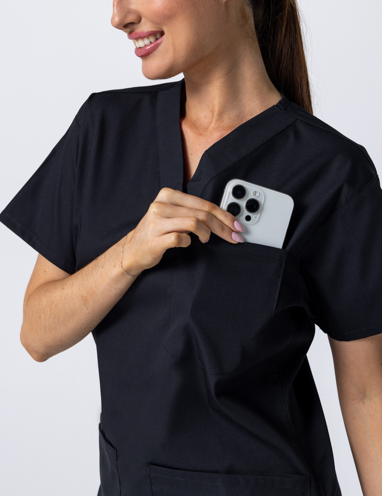 Women's 4 Pocket Scrub Top - Black - 2X Large - 3