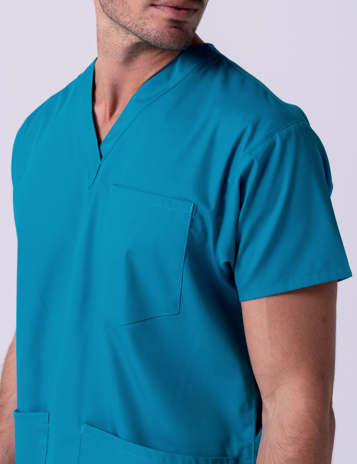 Men's 4 Pocket Scrub Top - Teal - 4X large - 3