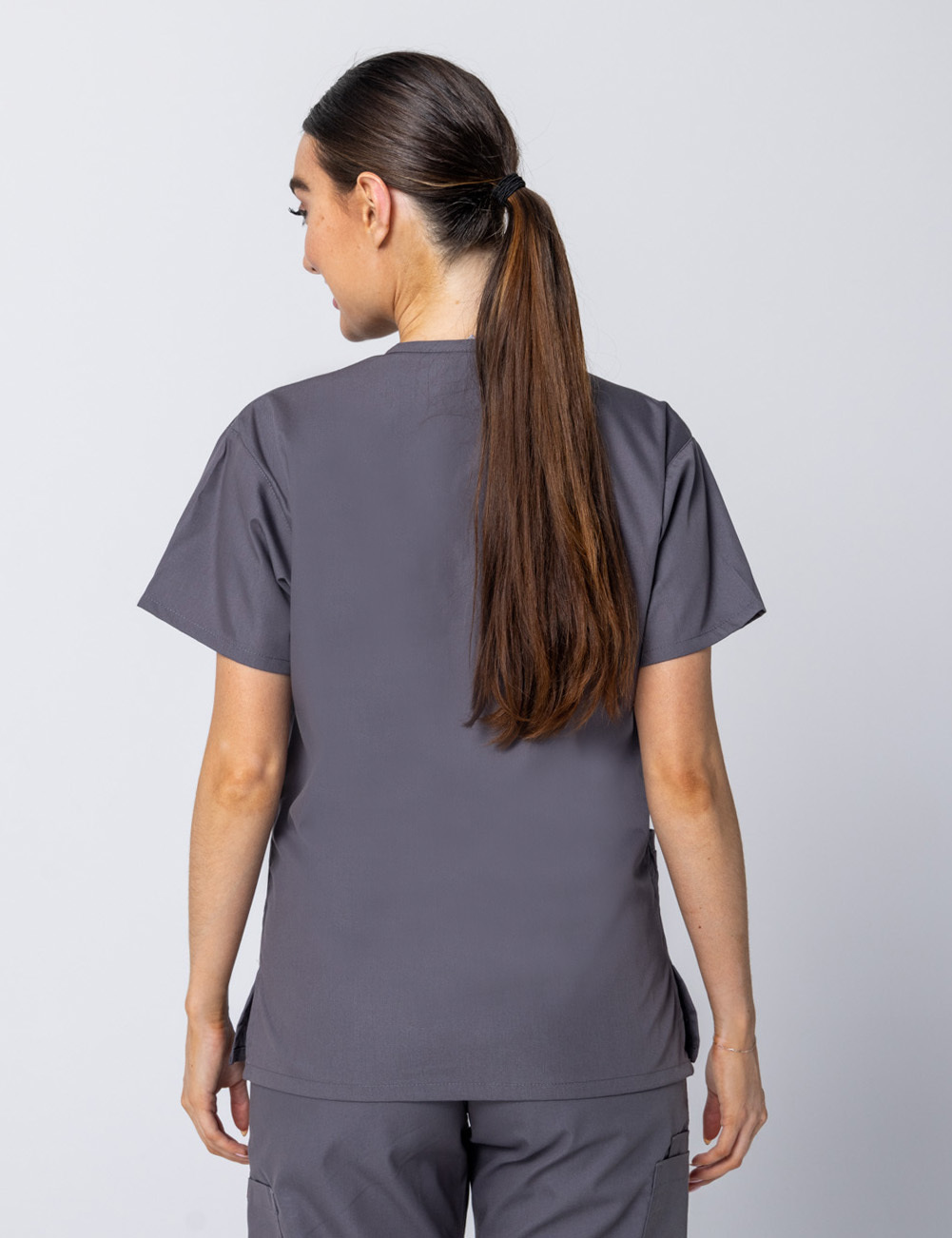 Women's 4 Pocket Scrub Top - Steel Grey - Large - 3