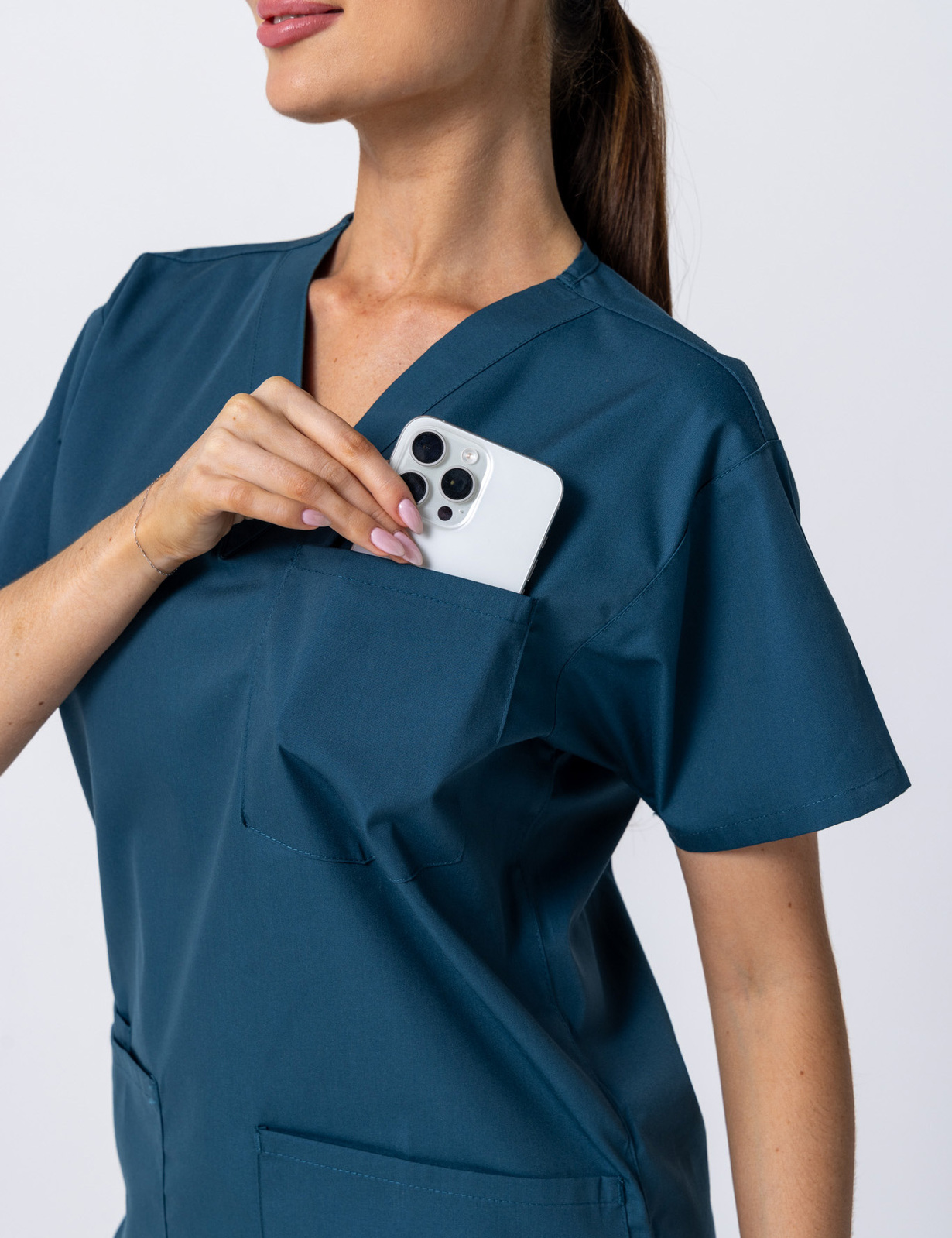 Women's 4 Pocket Scrub Top - Caribbean - Large - 3