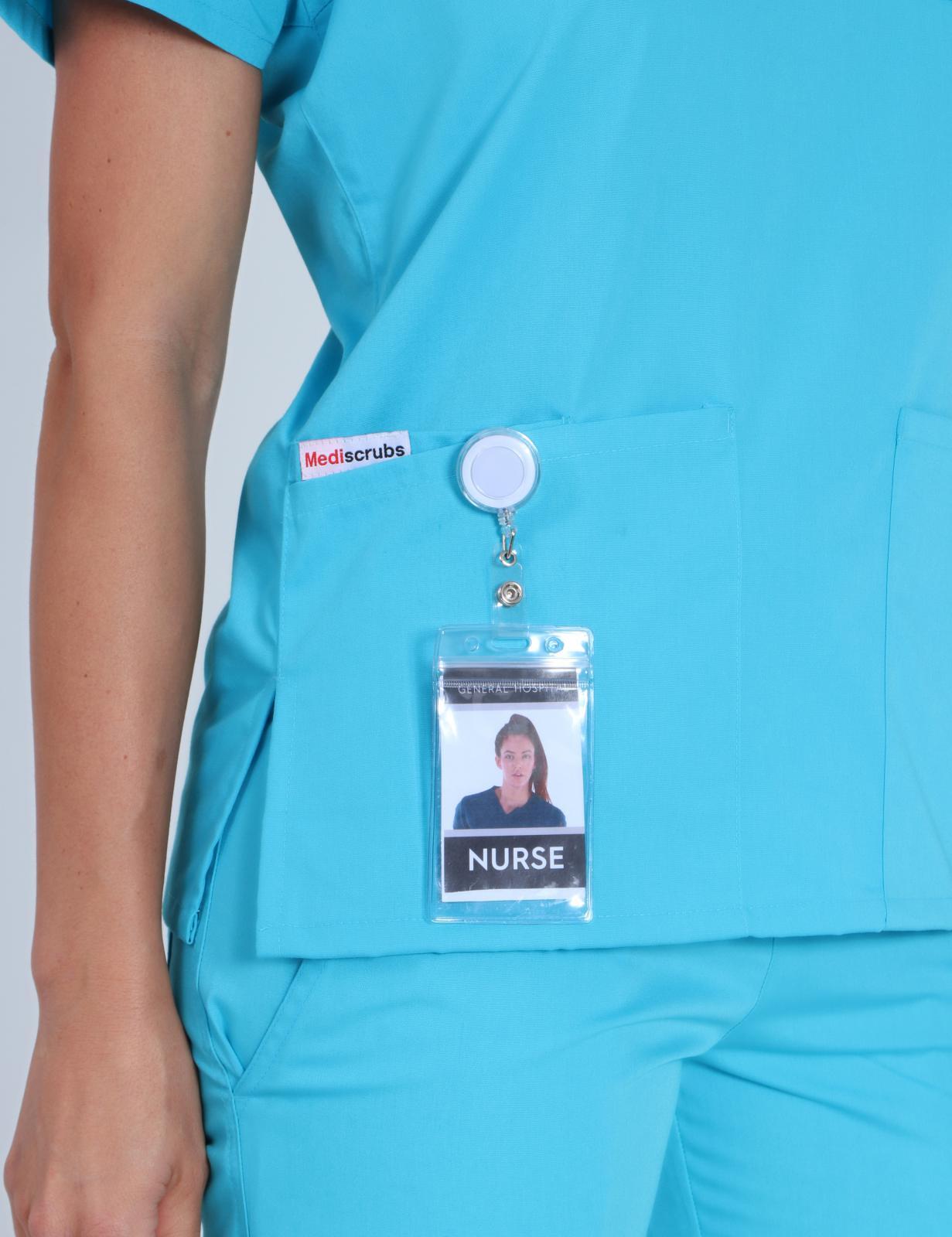 4 Pocket Scrub Top - Aqua - 5X Large - 3