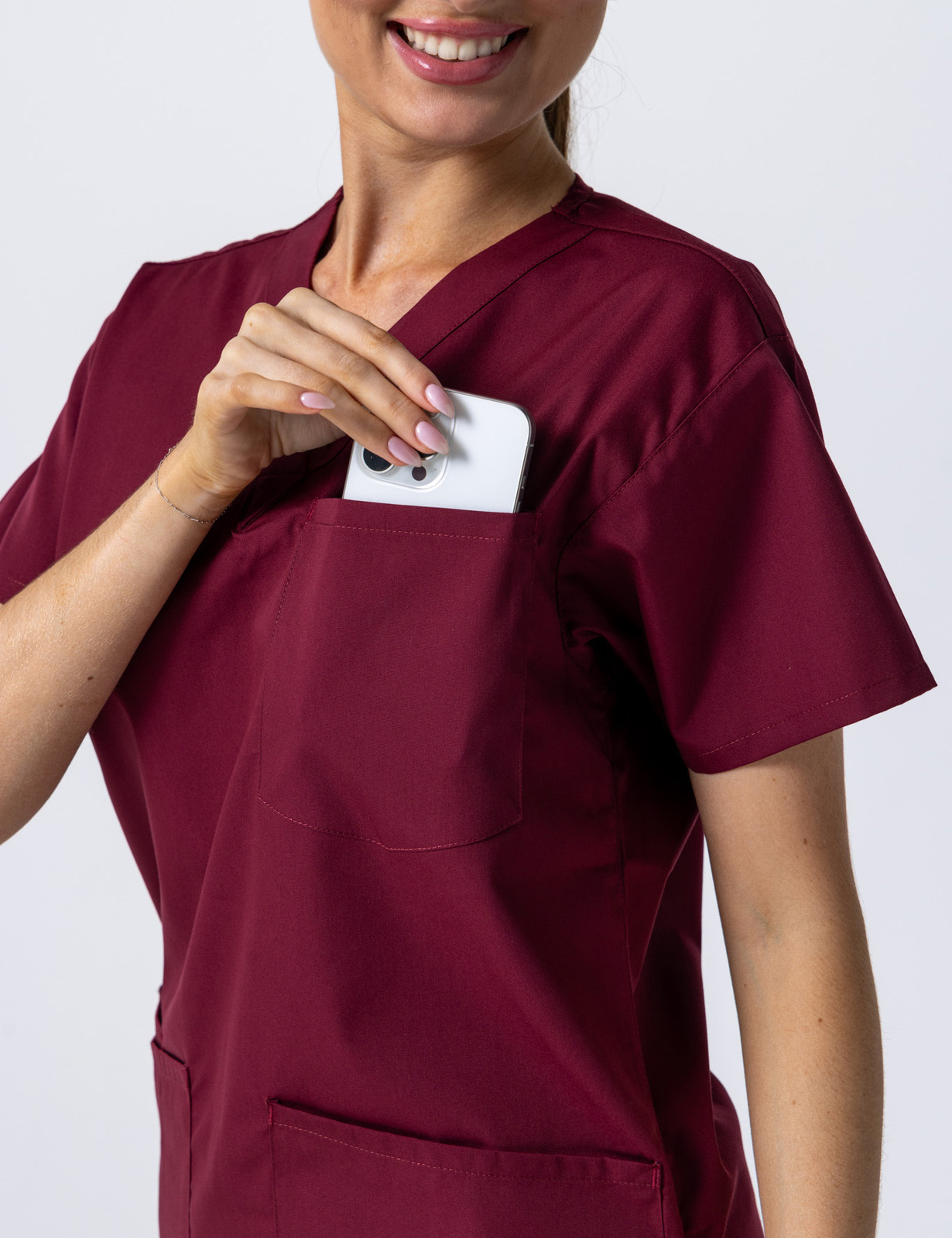 Women's 4 Pocket Scrub Top - Burgundy - XX Small - 3