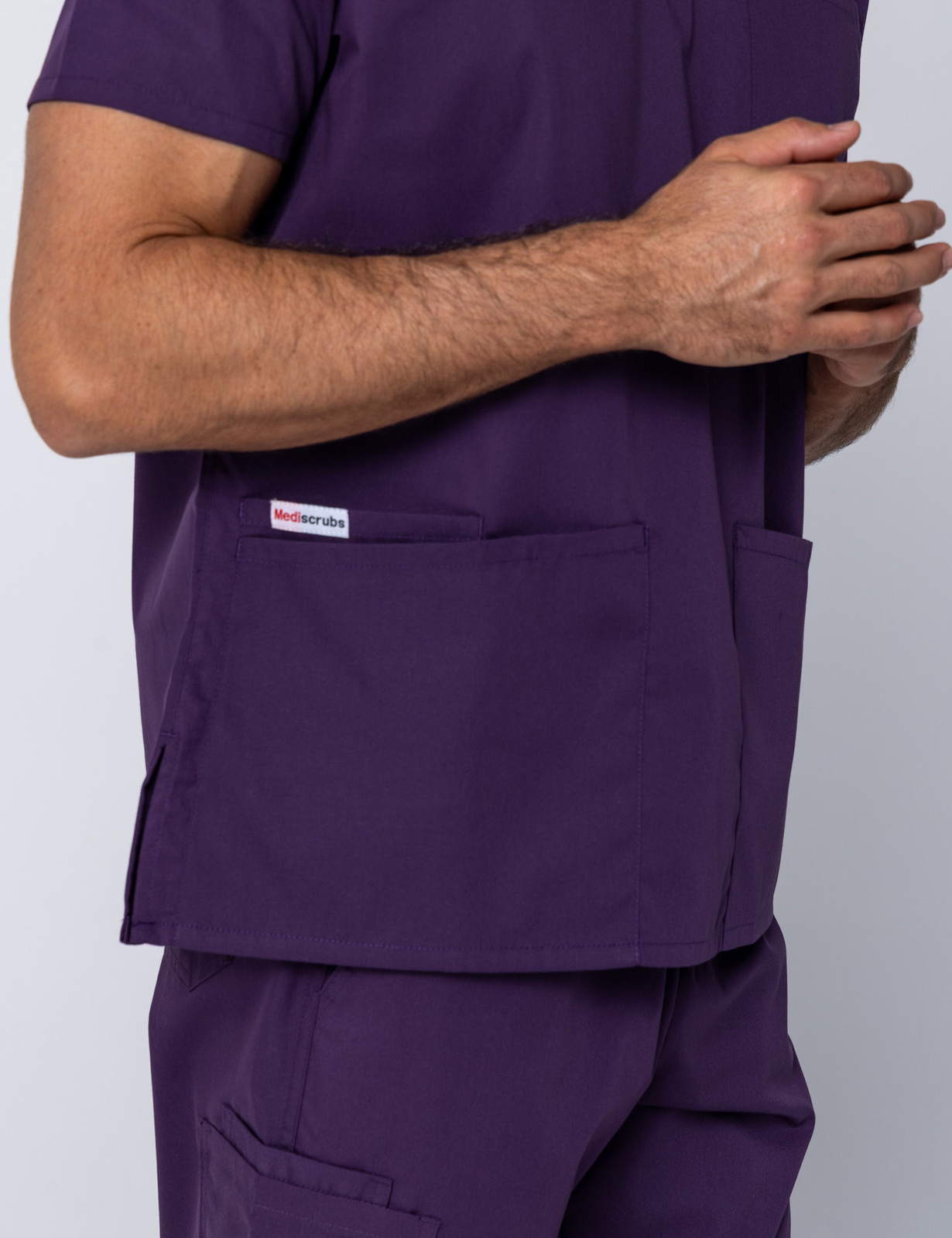 Men's 4 Pocket Scrub Top - Aubergine - X Small - 3