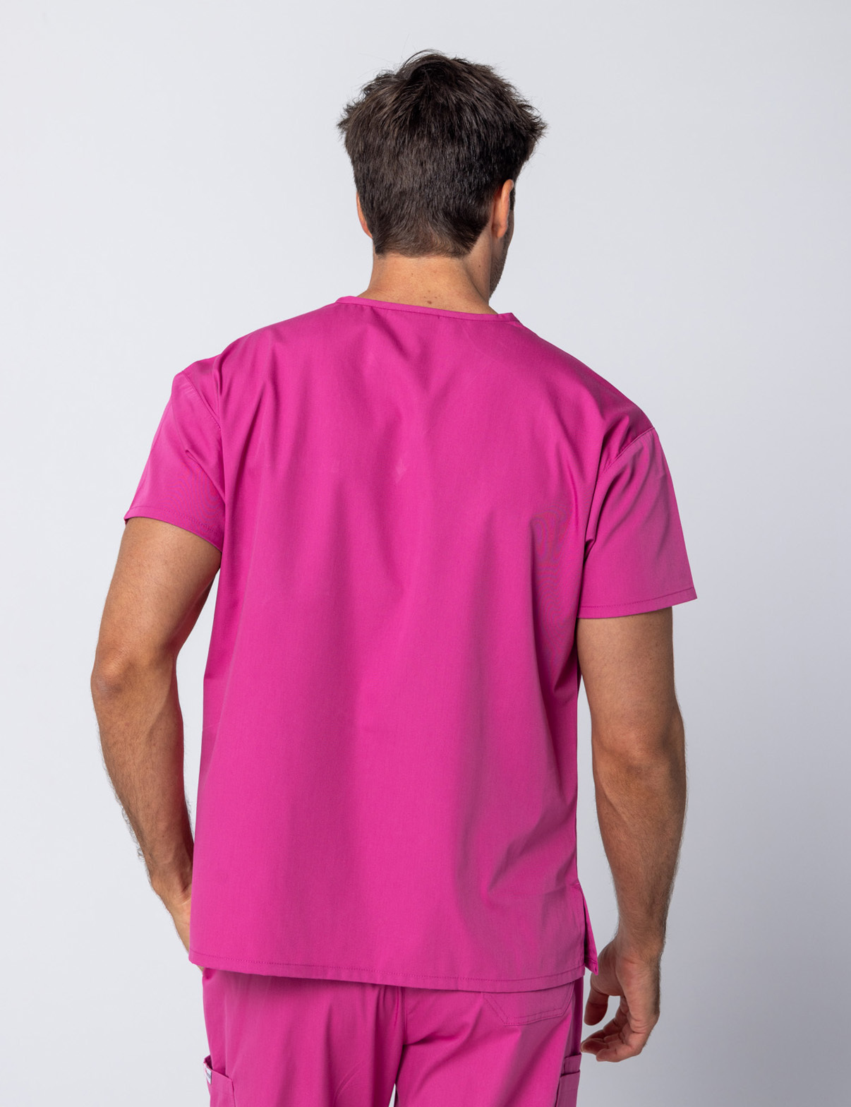 Men's 4 Pocket Scrub Top - Pink - Large - 3