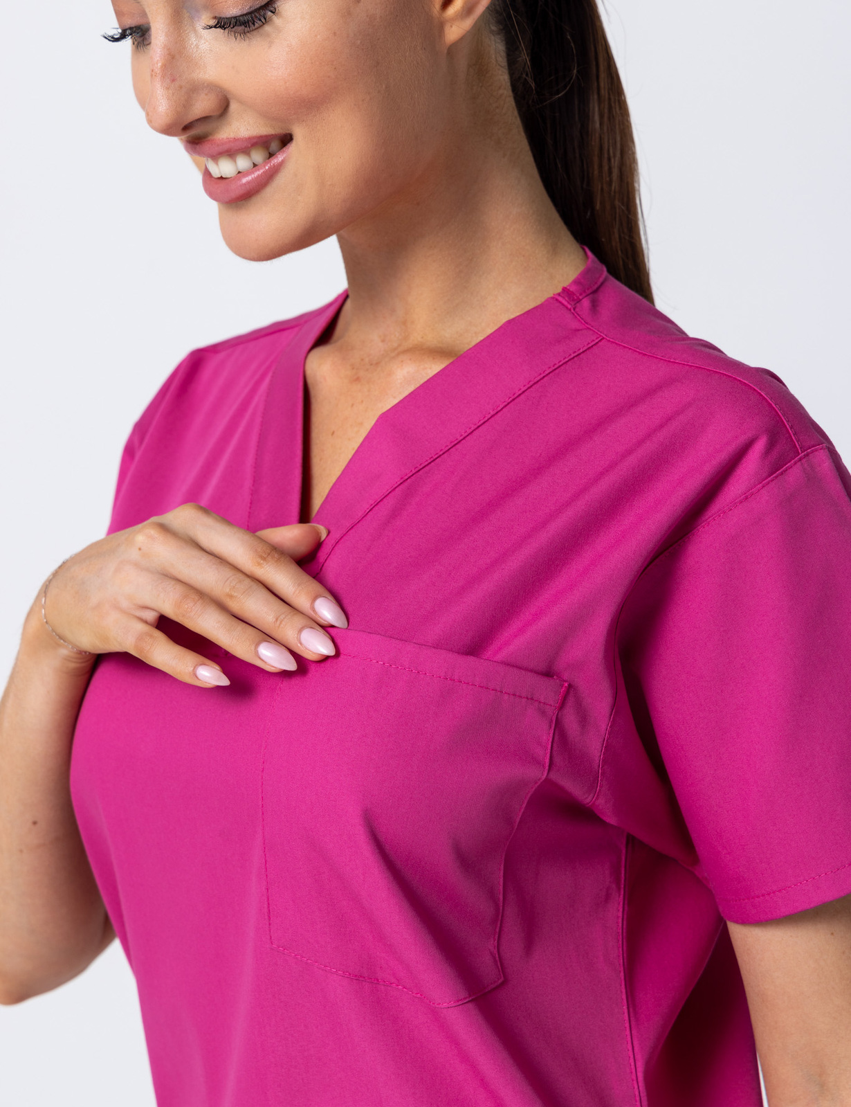 Women's 4 Pocket Scrub Top - Pink - Large - 3