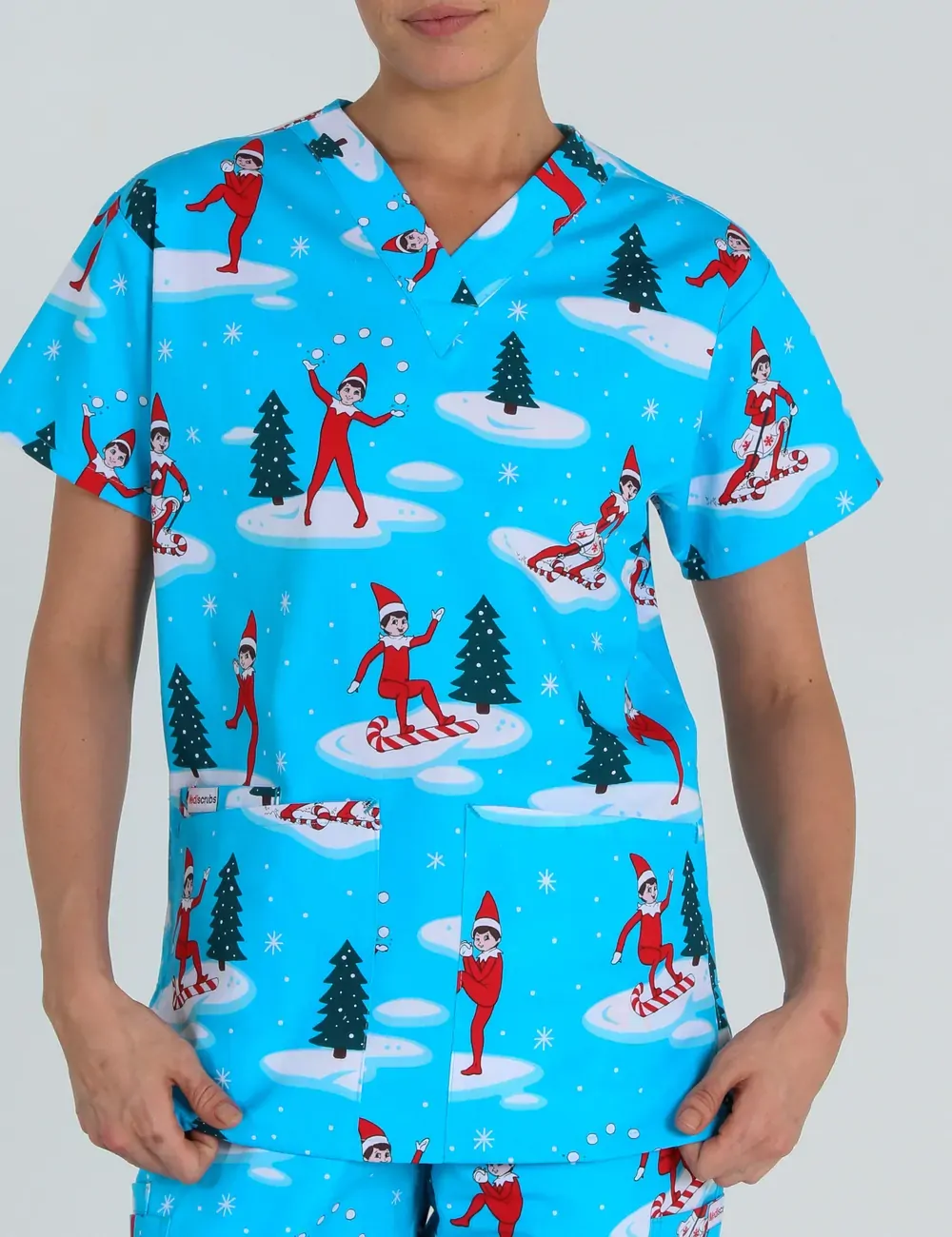 Christmas is Better with Us Women's Classic Scrub Top featuring The Elf on the Shelf® - XXS - 3