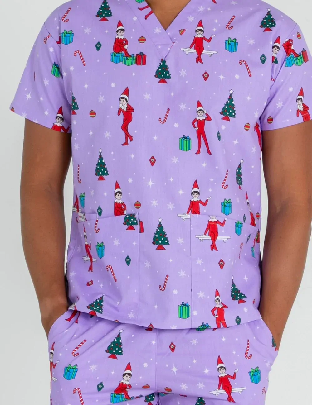 It's Christmastime Men's Classic Scrub Top featuring The Elf on the Shelf® - XXS - 3