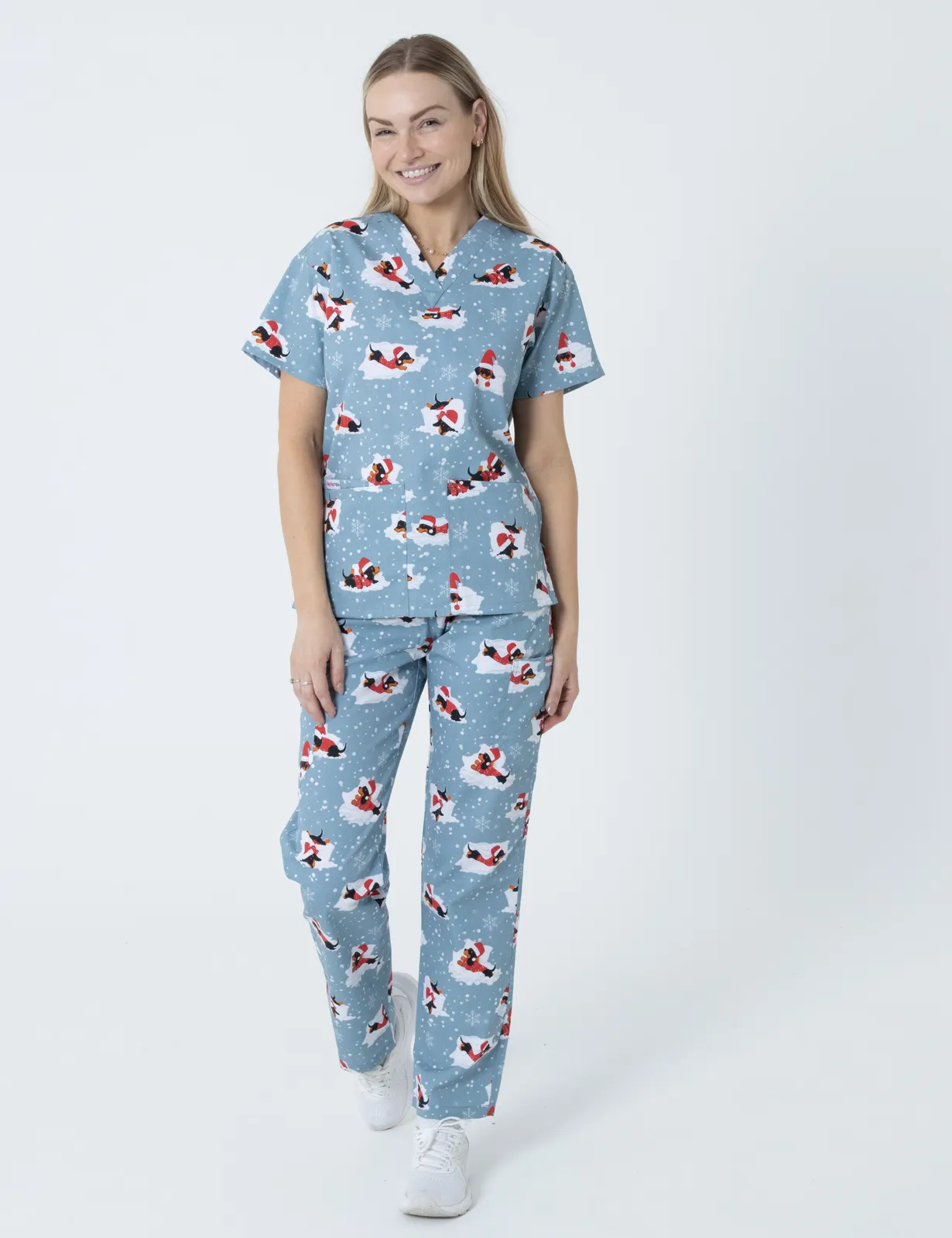 Dachshund Doggy Christmas Snuggles Classic Scrub Top (Unisex) - XXS - 3