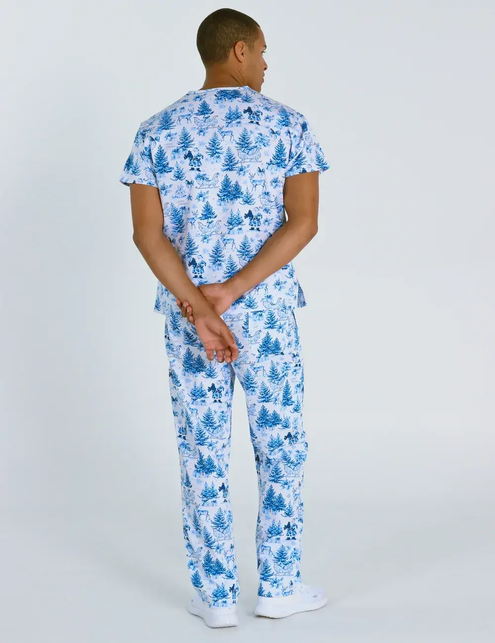 Noel Heritage Christmas Toile Men's Classic Scrub Top - XL - 3