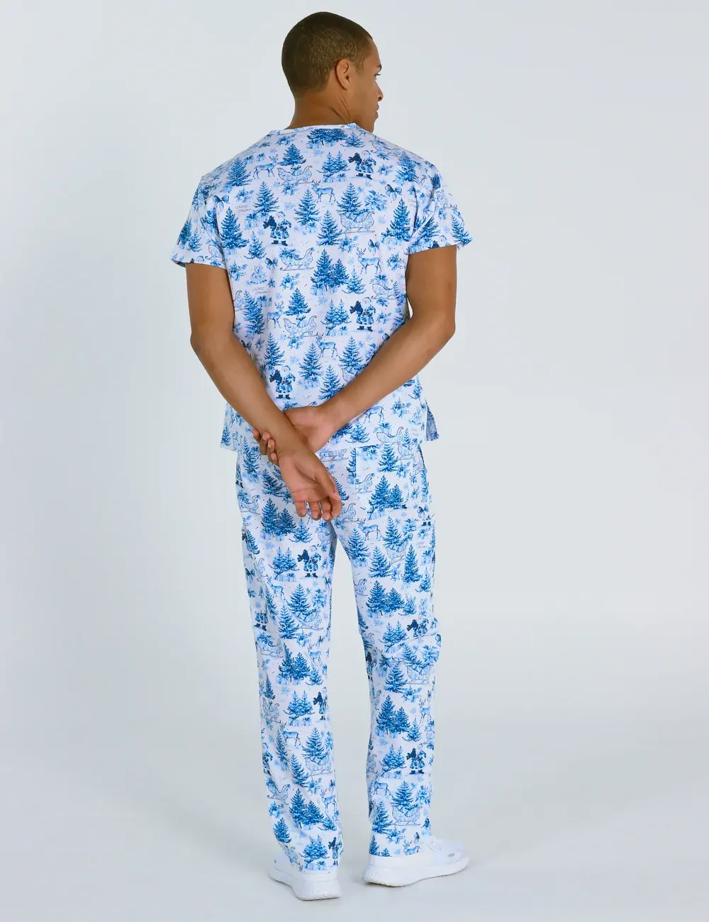 Noel Heritage Christmas Toile Men's Classic Scrub Top - XXS - 3