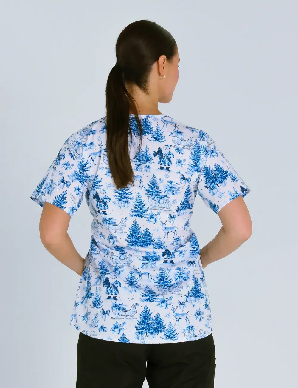 Noel Heritage Christmas Toile Women's Maternity Scrub Top - XL - 3