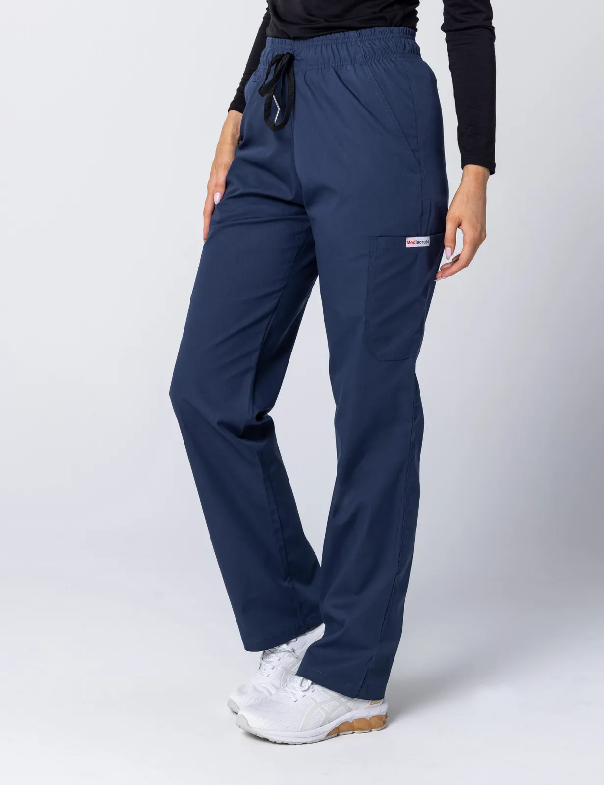 Tweed Health Super Clinic (Women's Fit Solid Scrub Top and Cargo Pants in Navy incl Logos) - 3