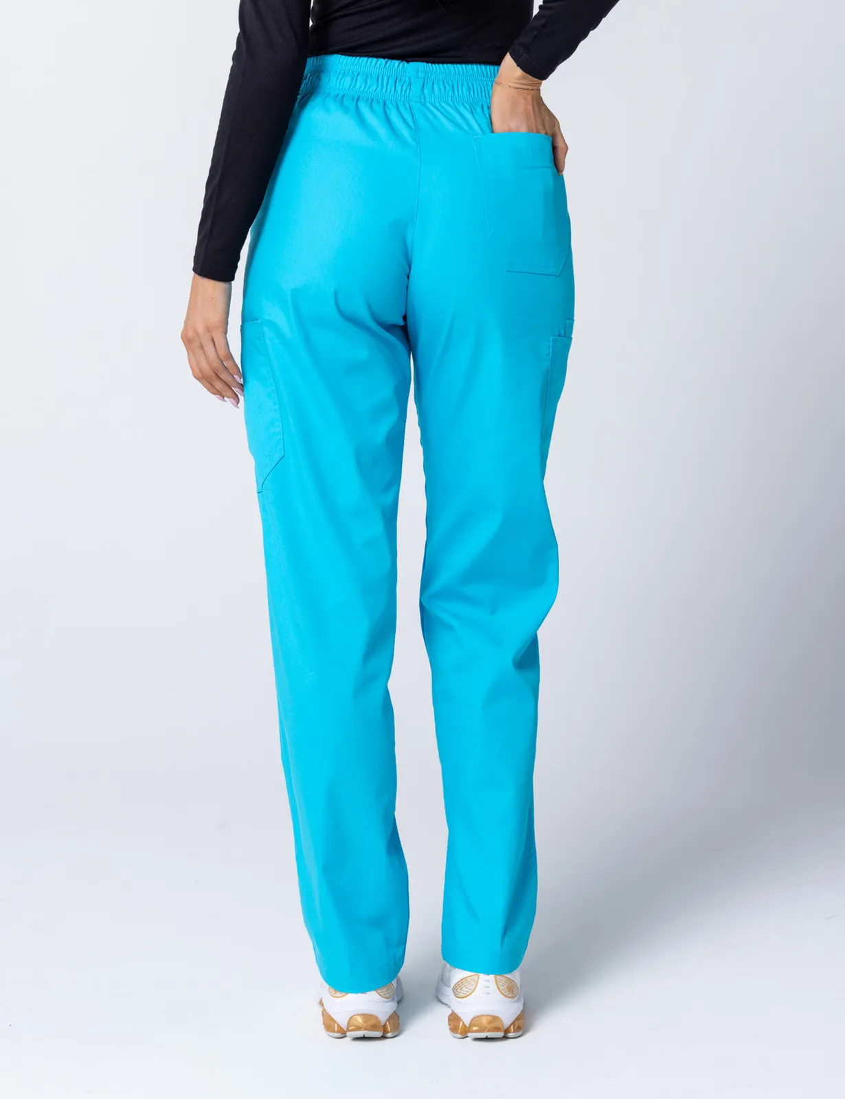 Tweed Health Super Clinic (Women's Fit Solid Scrub Top and Cargo Pants in Aqua incl Logos) - 3
