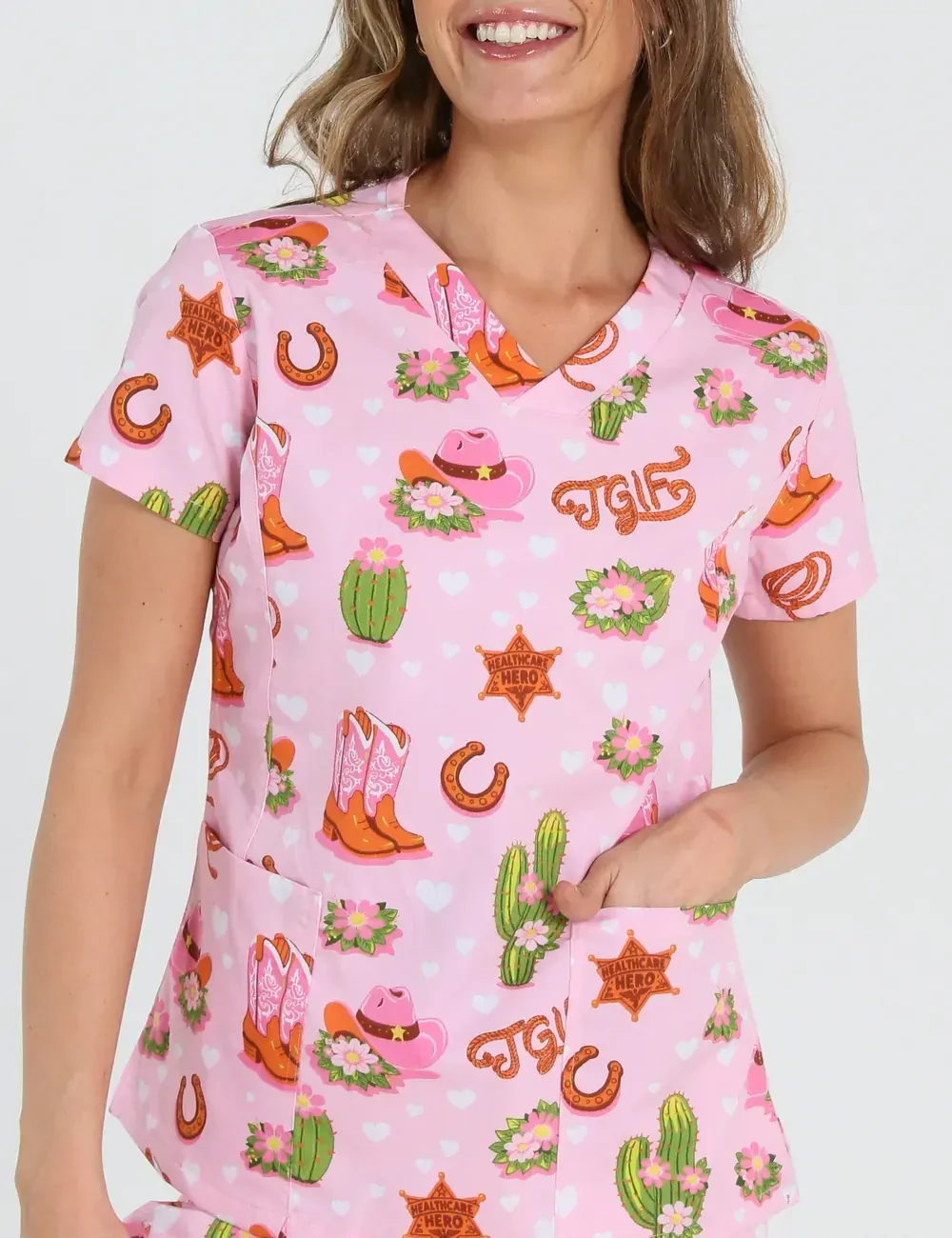 TGIF Boot Scootin' Friyay Women's Slim Fit Scrub Top - XXS - 3