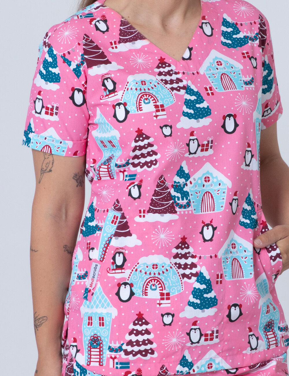 Enchanted Penguins Women's Luxe Scrub Top - M - 3