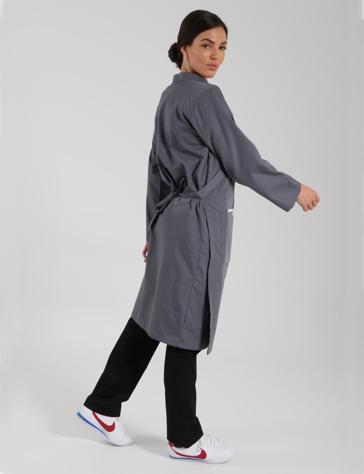 Wrap Around Lab Coat - Steel Grey - 4X Large - 3