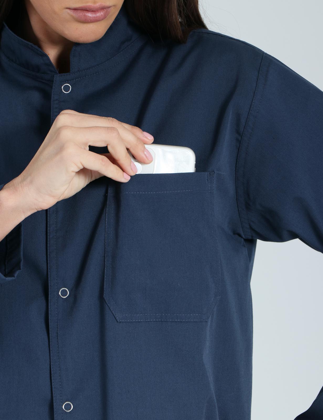Lab Gown With Front Pockets And Side Ties - Navy - Medium - 3