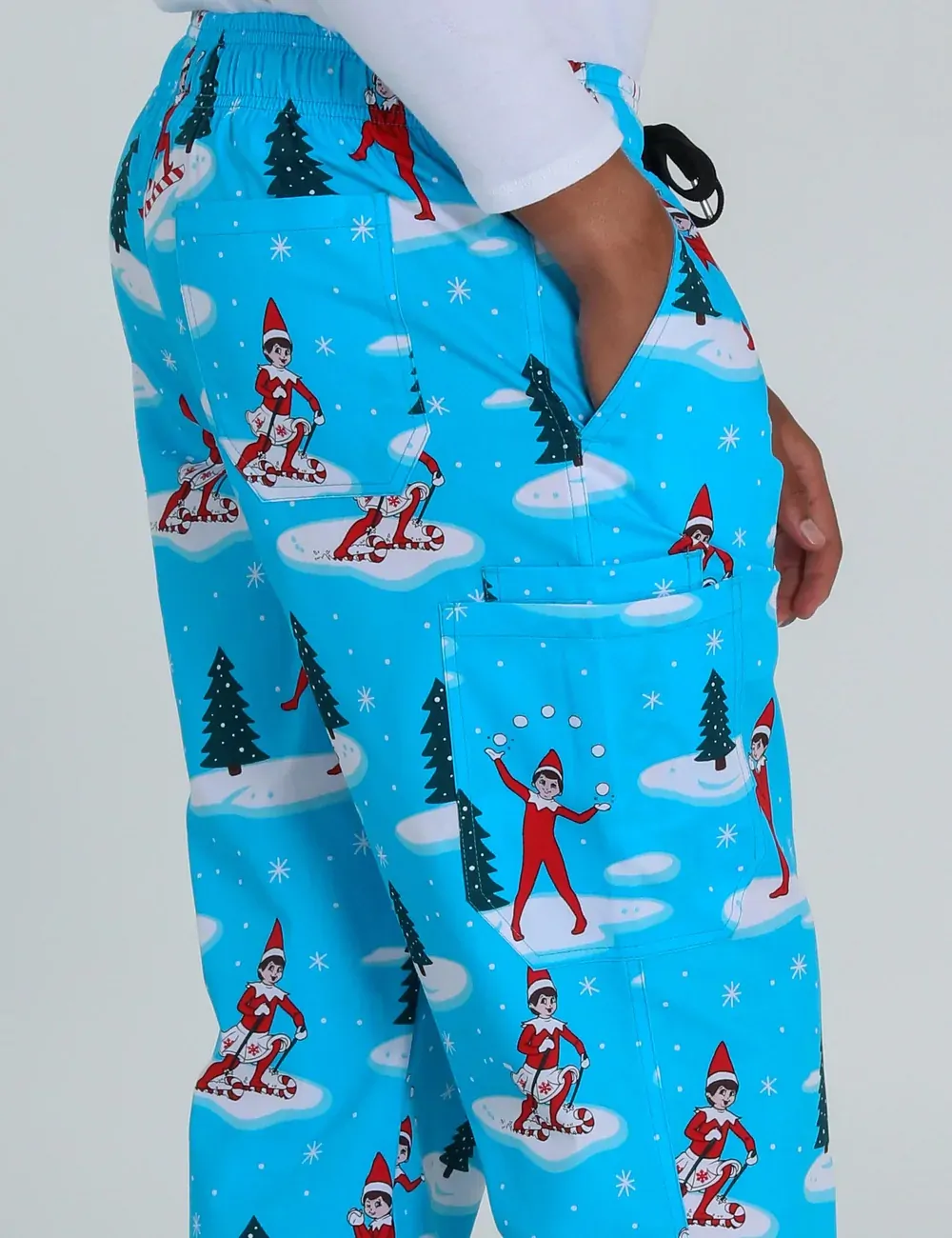 Christmas is Better with Us Men's Cargo Scrub Pants featuring The Elf on the Shelf® - XXS - 3