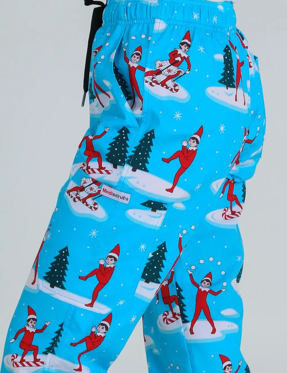 Christmas is Better with Us Women's Cargo Scrub Pants featuring The Elf on the Shelf® - XXS - 3