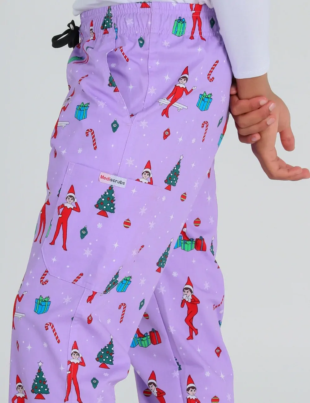 It's Christmastime Men's Cargo Scrub Pants featuring The Elf on the Shelf® - XXS - 3