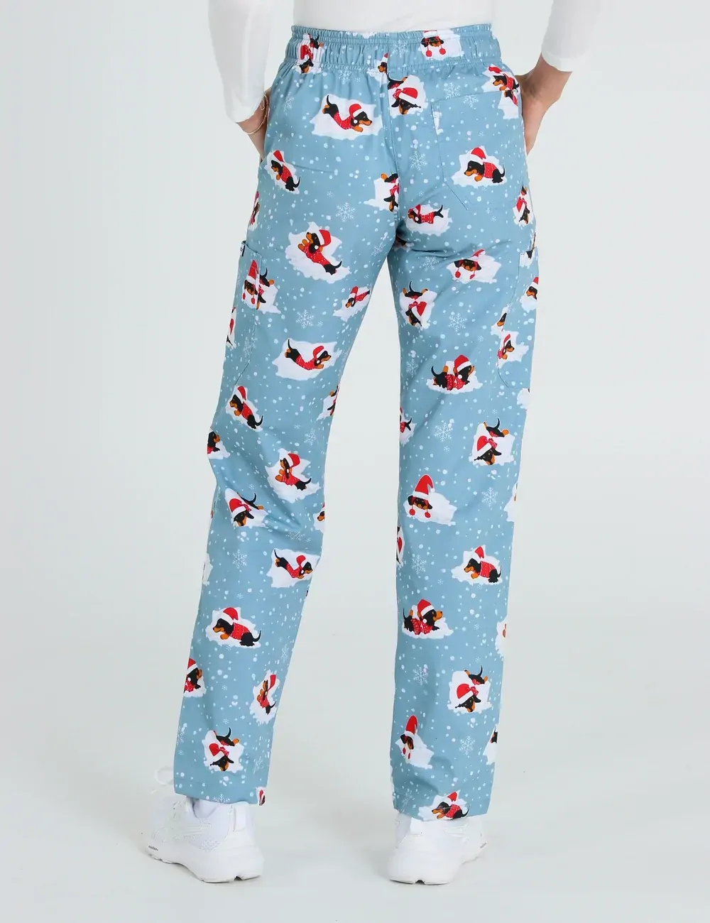 Dachshund Doggy Christmas Snuggles Women's Cargo Scrub Pants - XL - 3