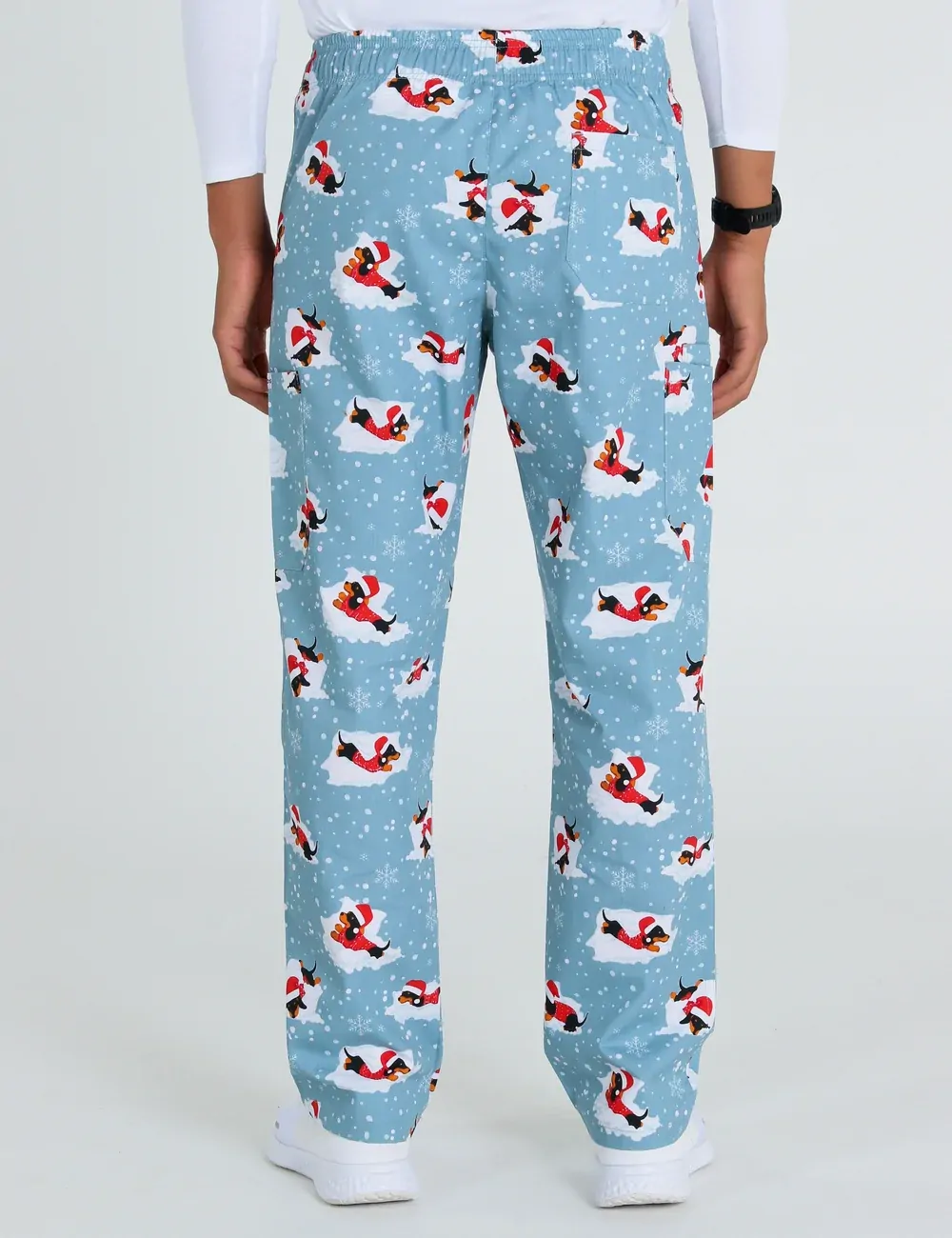 Dachshund Doggy Christmas Snuggles Men's Cargo Scrub Pants - XXS - 3