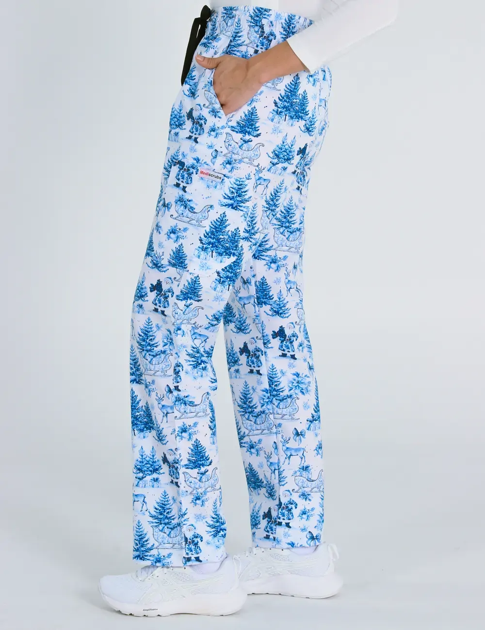 Noel Heritage Christmas Toile Women's Cargo Scrub Pants - XXS - 3