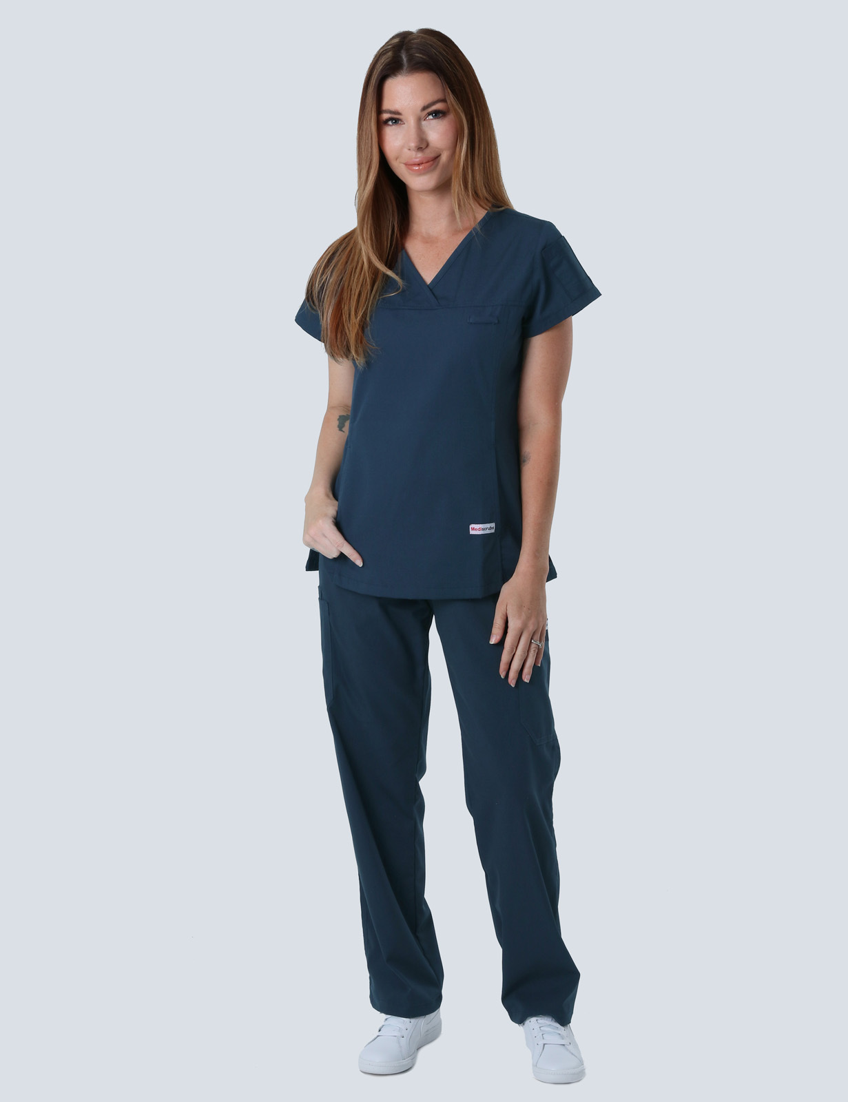 Women's Fit Solid Scrub Top - Navy - 3