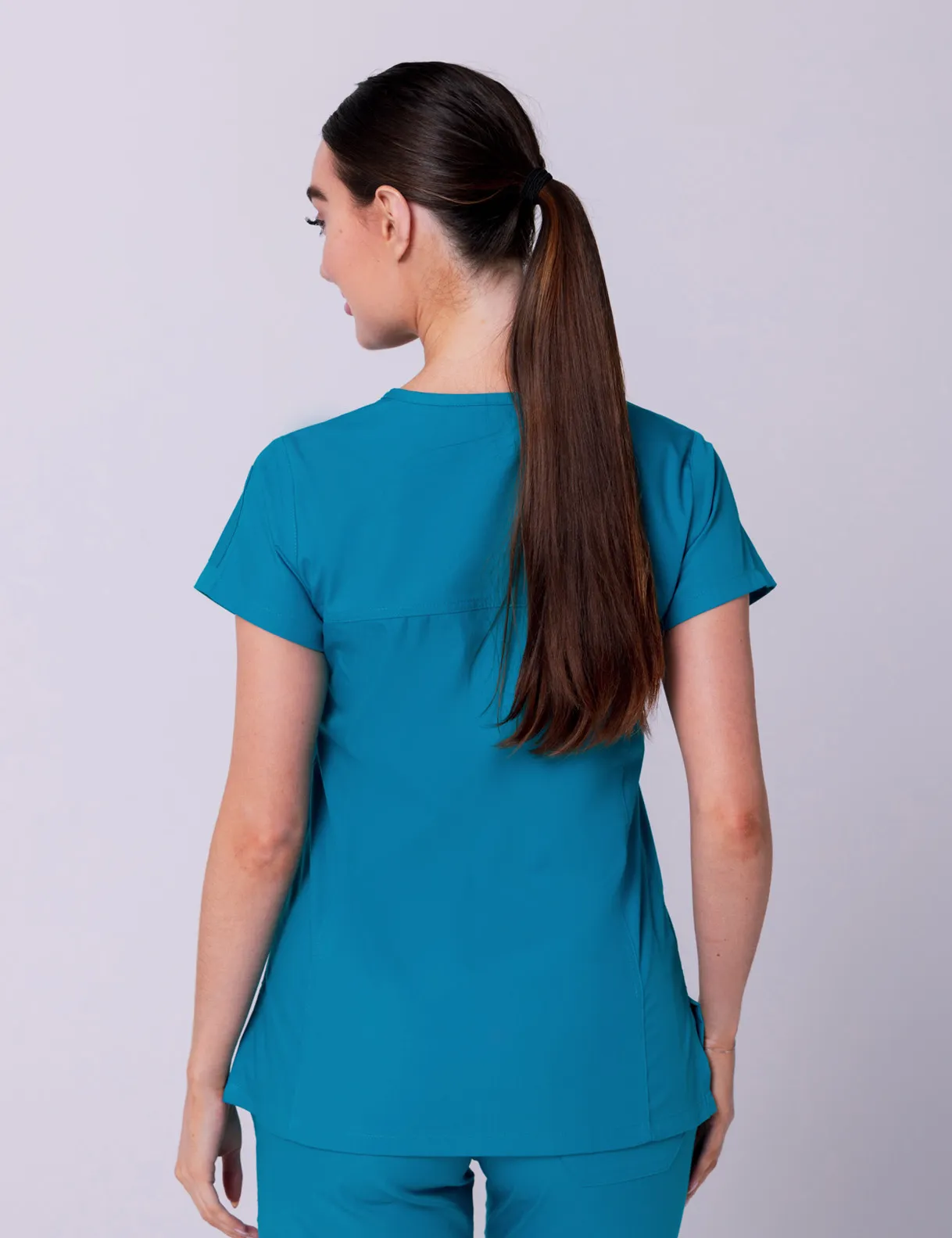 Women's Fit Solid Scrub Top - Teal - 5X Large - 3