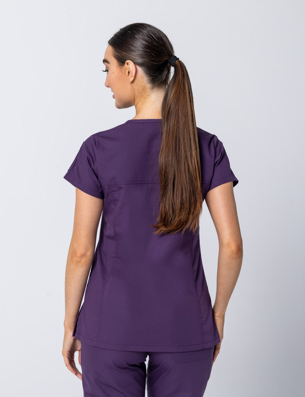 Women's Fit Solid Scrub Top - Aubergine - 3X Large - 3