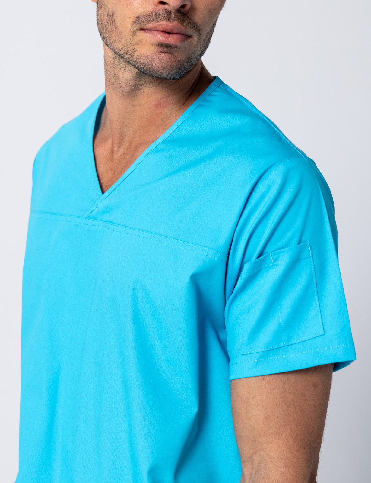 Men's Fit Solid Scrub Top - Aqua - XX Small - 3