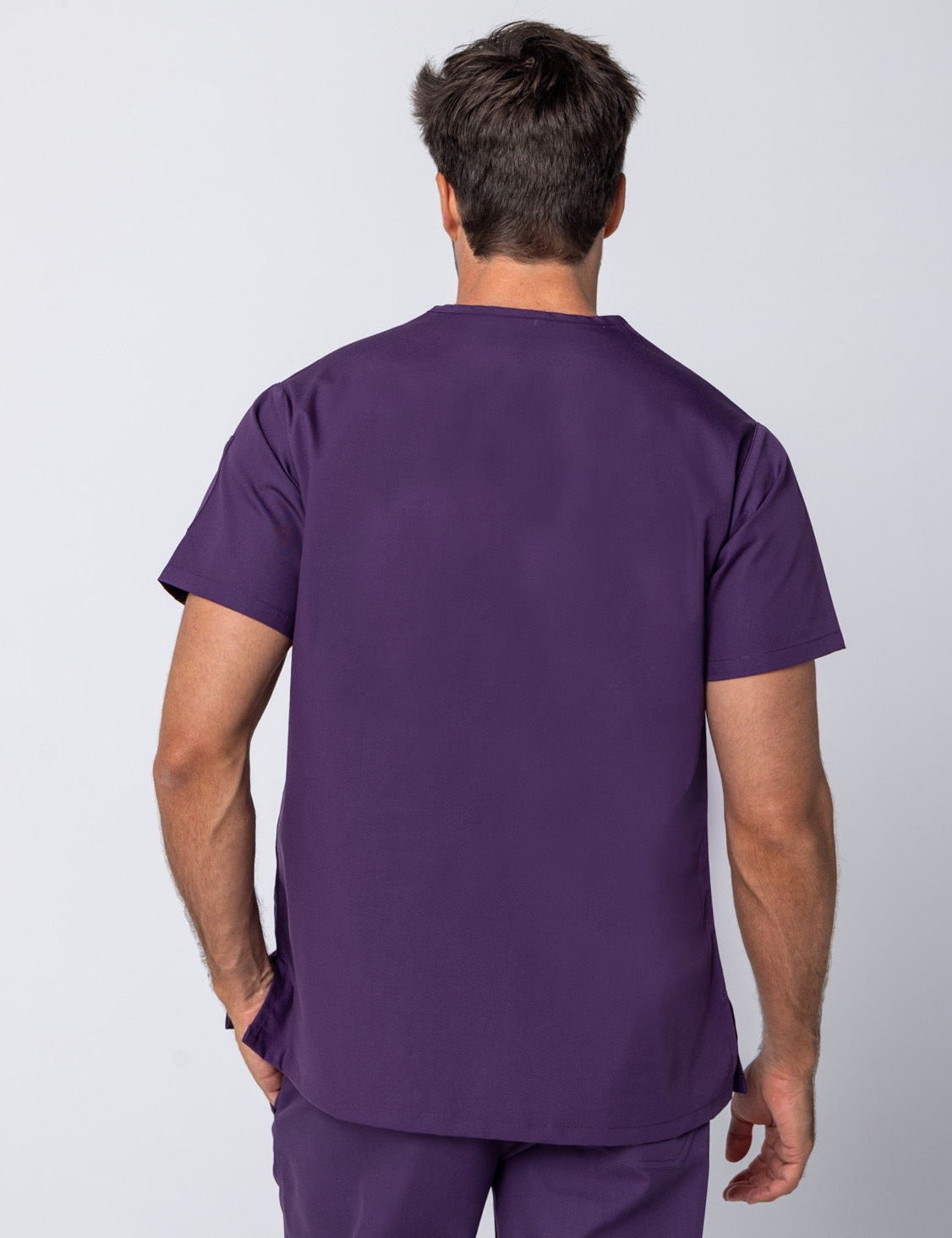Men's Fit Solid Scrub Top - Aubergine - X Small - 3