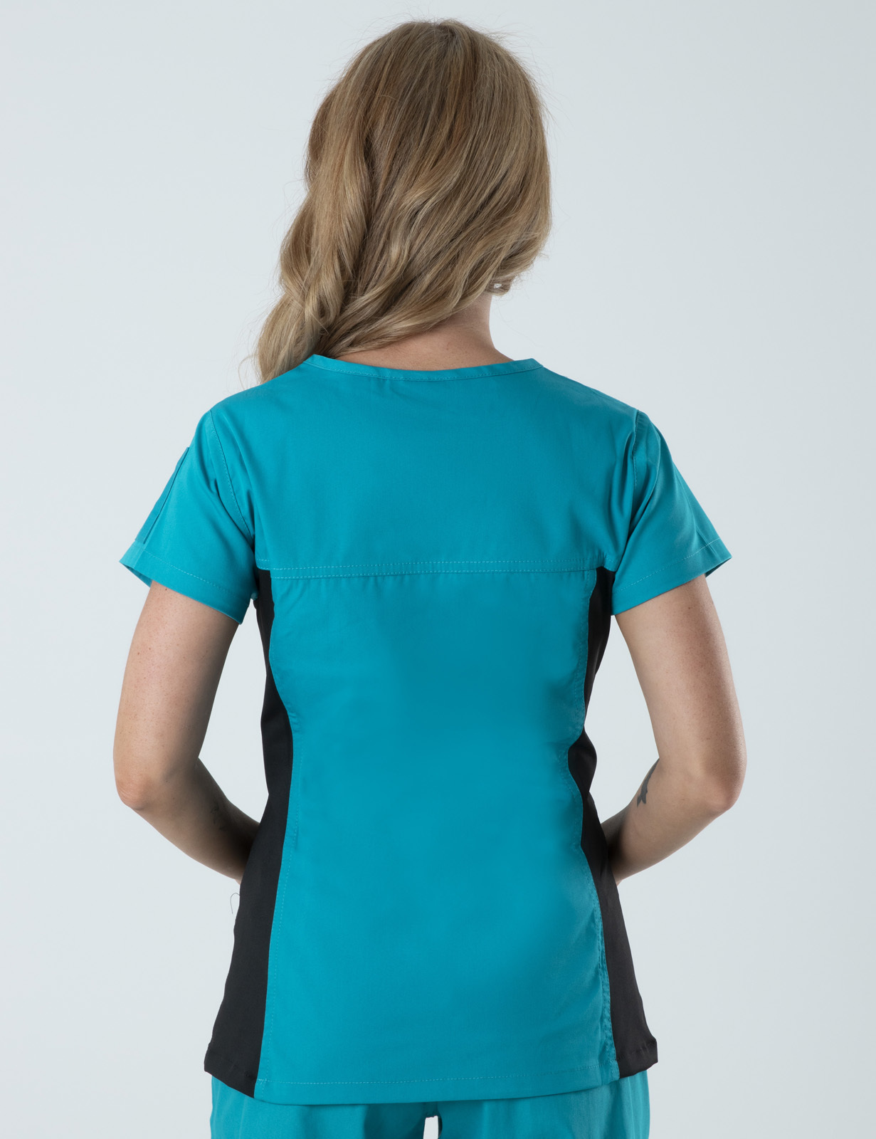 Women's Fit Scrub Top With Spandex Panel - Teal - 3X Large - 3