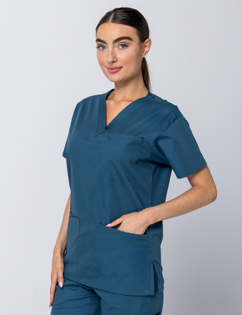 Women's 4 Pocket Scrub Top - Caribbean - 2X Large - 4