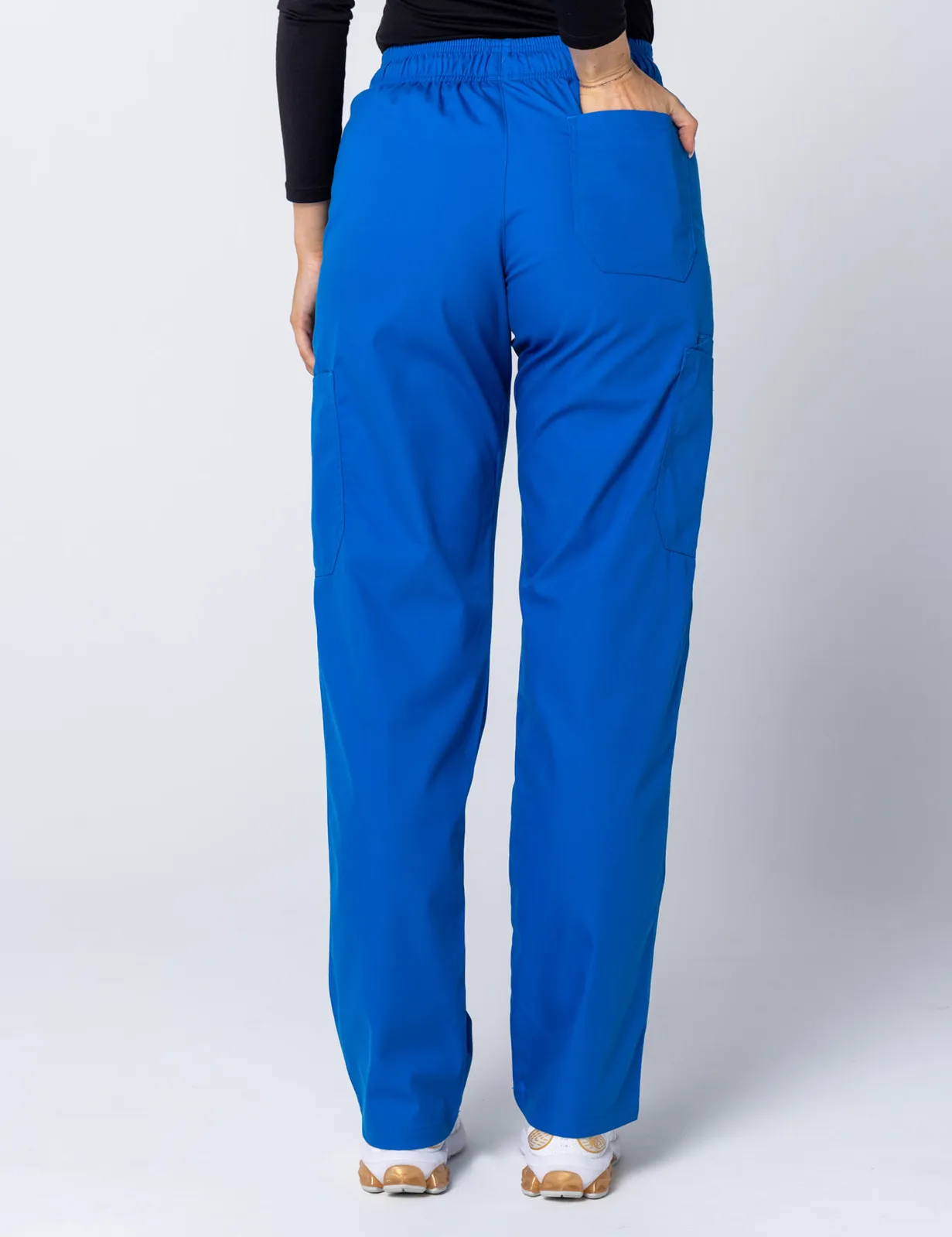 Tweed Health Super Clinic (Women's Fit Solid Scrub Top and Cargo Pants in Royal incl Logos) - 4